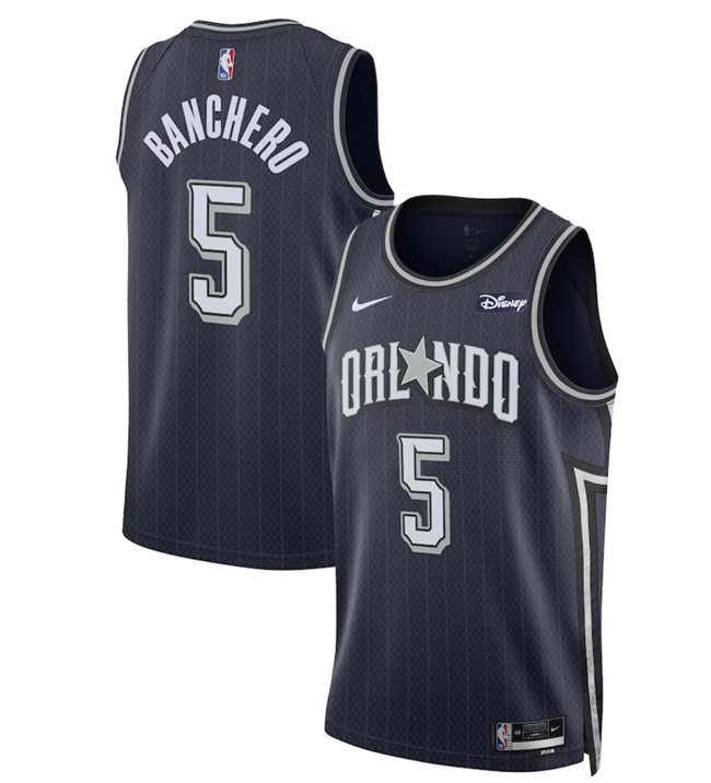 Men's Orlando Magic #5 Paolo Banchero Navy 2023/24 City Edition Stitched Basketball Jersey
